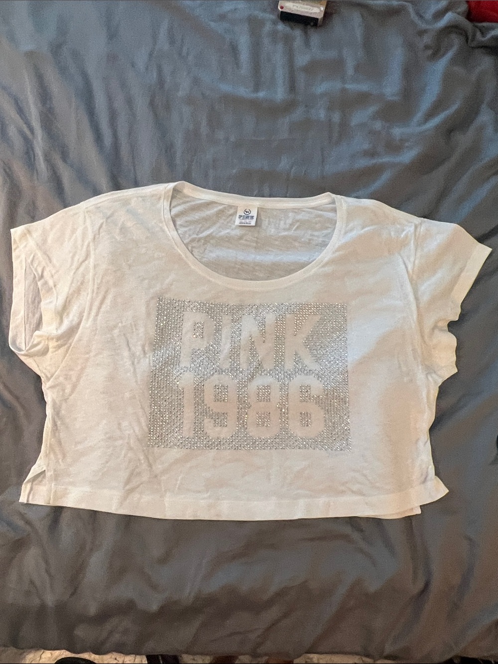 BRAND NEW! PINK Victoria's Secret White Tee with Rhinestone 'PINK 1986' Graphic